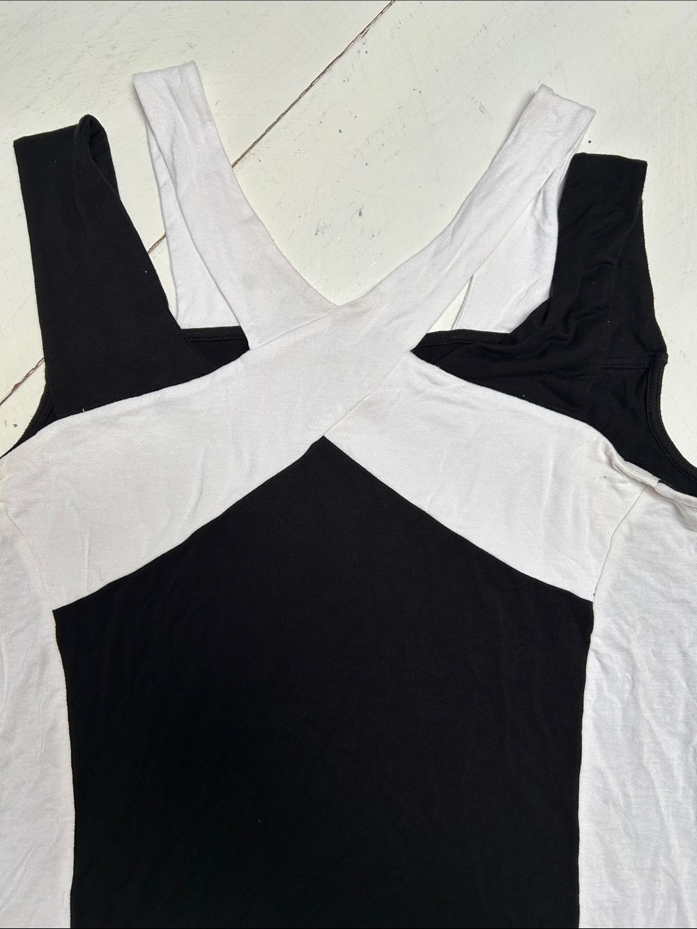 INC International Concepts Black and White Cross-Back Tank - Picture 4 of 5